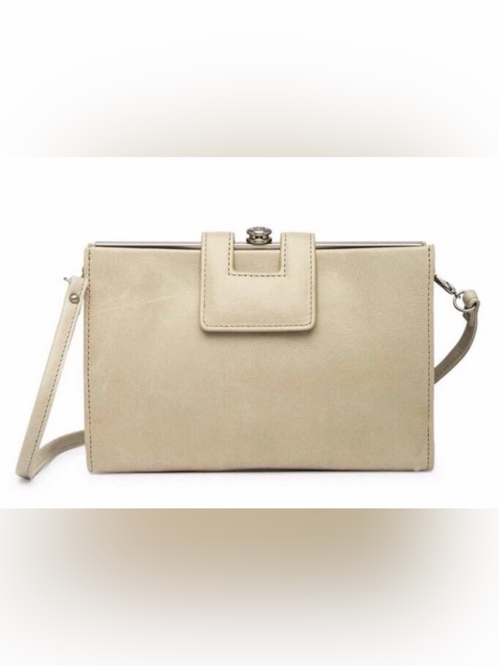 Hobo International Brynn Strap Wallet Crossbody Clutch Linen Nude